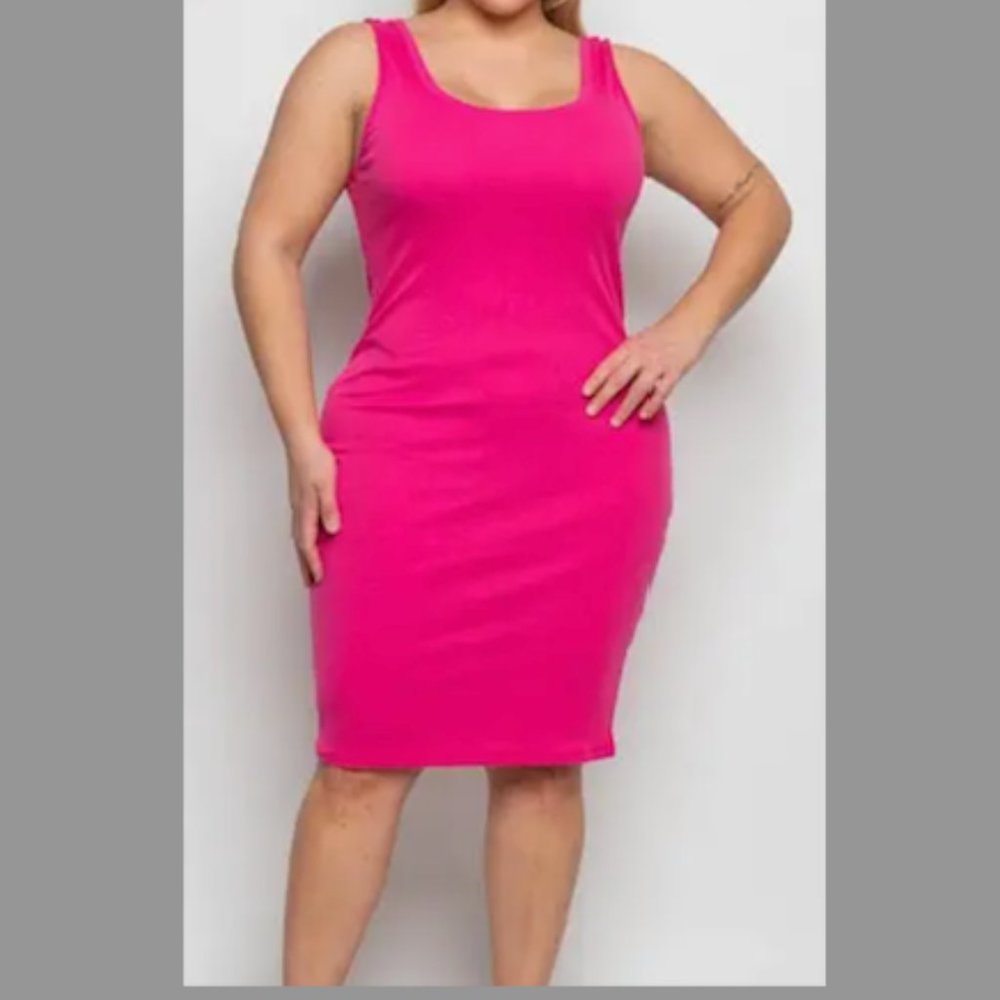 PINK Everyday Rib Knit Tank Midi Dress - Curvy NEW!!